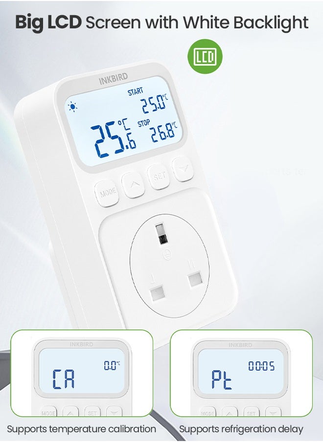 INKBIRD Plug-in Timer Thermostat C226T, Programmable Heating and Cooling Temperature Controller with Timing Control, High Low Temperature Alarm, Refrigeration Delay, Memory Function