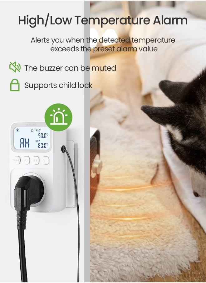 INKBIRD Plug-in Timer Thermostat C226T, Programmable Heating and Cooling Temperature Controller with Timing Control, High Low Temperature Alarm, Refrigeration Delay, Memory Function