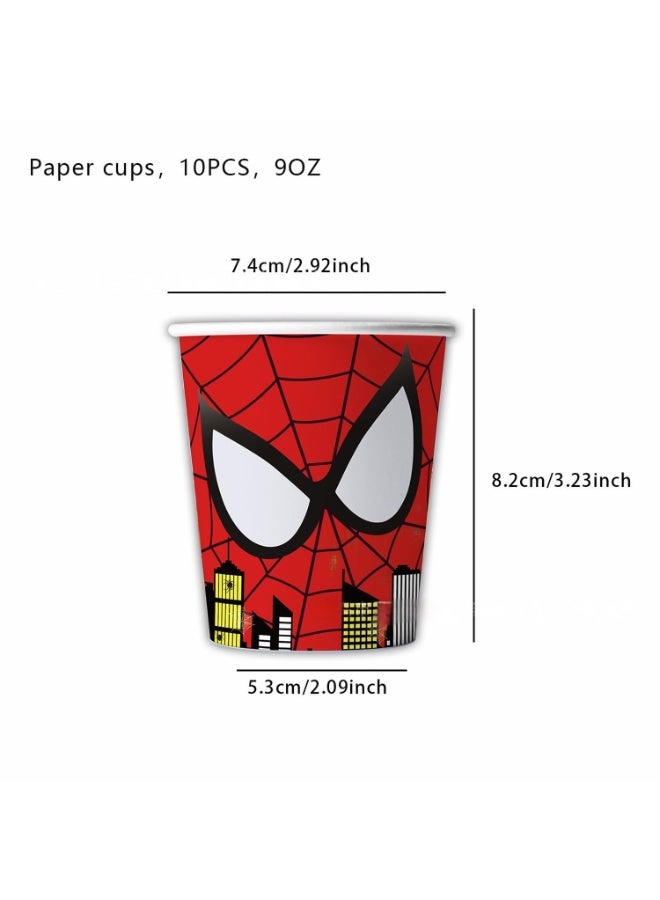 مانجيشان طقم أدوات مائدة لحفلات سبايدر مان – 116 قطعة، أطباق وأكواب ومناديل وزينة للحفلات - Image 5