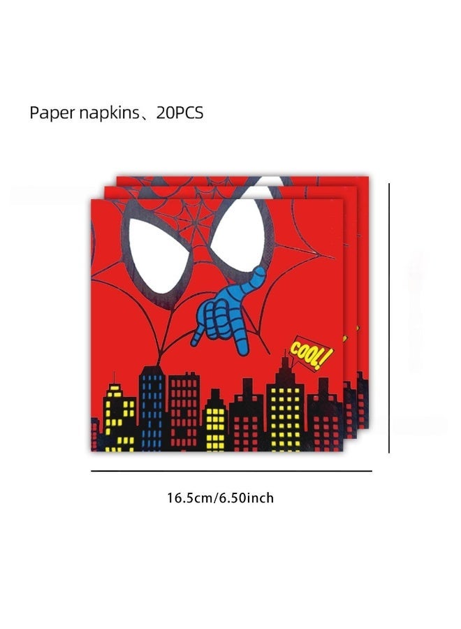 MAGNISHAN Spider-Man Party Tableware Set – 116 Pcs Superhero Disposable Plates, Cups, Napkins & Decorations - Image 3