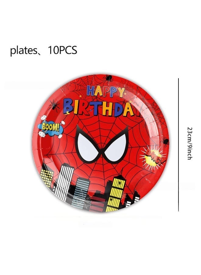 MAGNISHAN Spider-Man Party Tableware Set – 116 Pcs Superhero Disposable Plates, Cups, Napkins & Decorations - Image 2