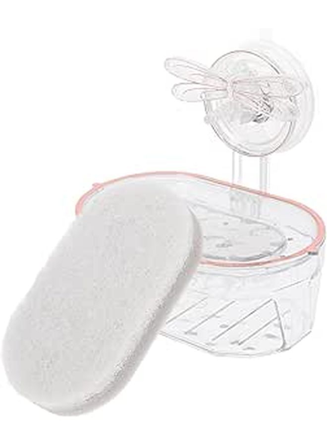 White Suction Cup Soap Dish Wall Mounted Drain Holder for Bathroom Shower and Sink - Image 1