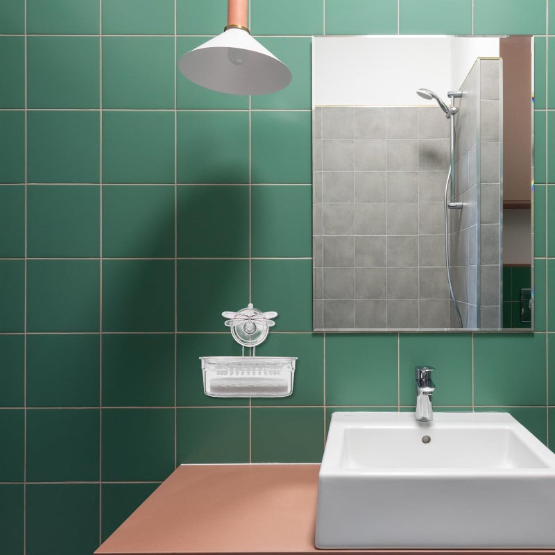 White Suction Cup Soap Dish Wall Mounted Drain Holder for Bathroom Shower and Sink - Image 5