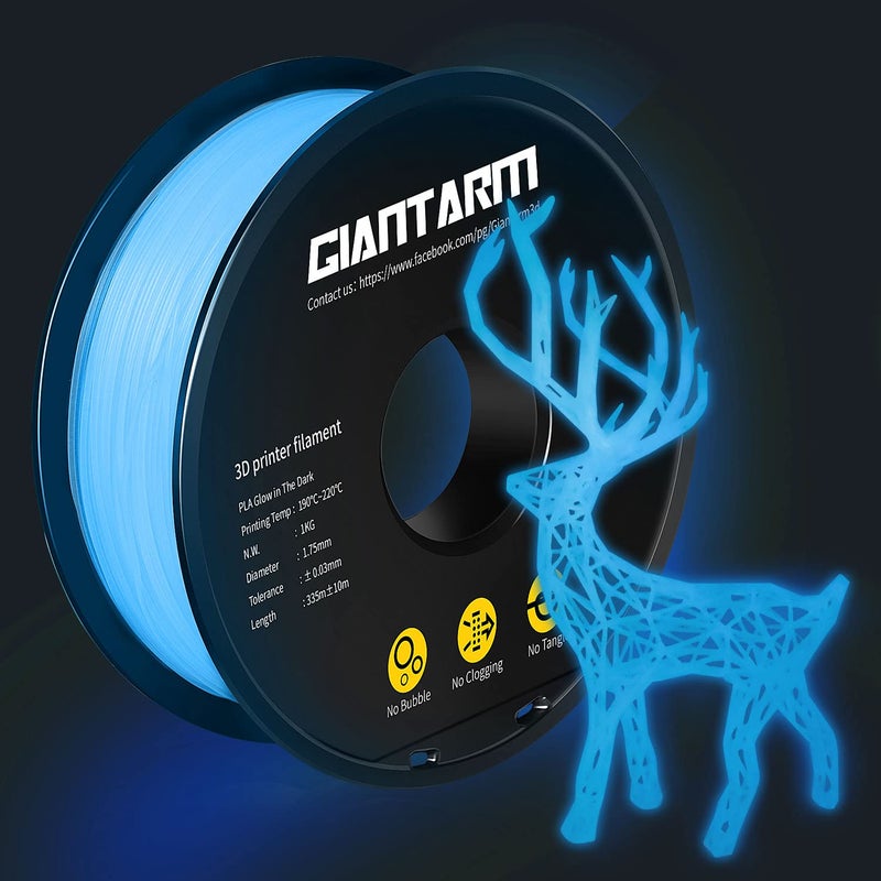 GIANTARM Glow in The Dark Blue Luminous 175mm003mm PLA Filament 1kg Spool High Brightness and Long Time Glow Fit for Most FDM 3D Printer