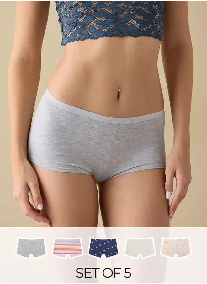 FAV Set of 5 - Assorted Boyshorts with Elasticated Waistband