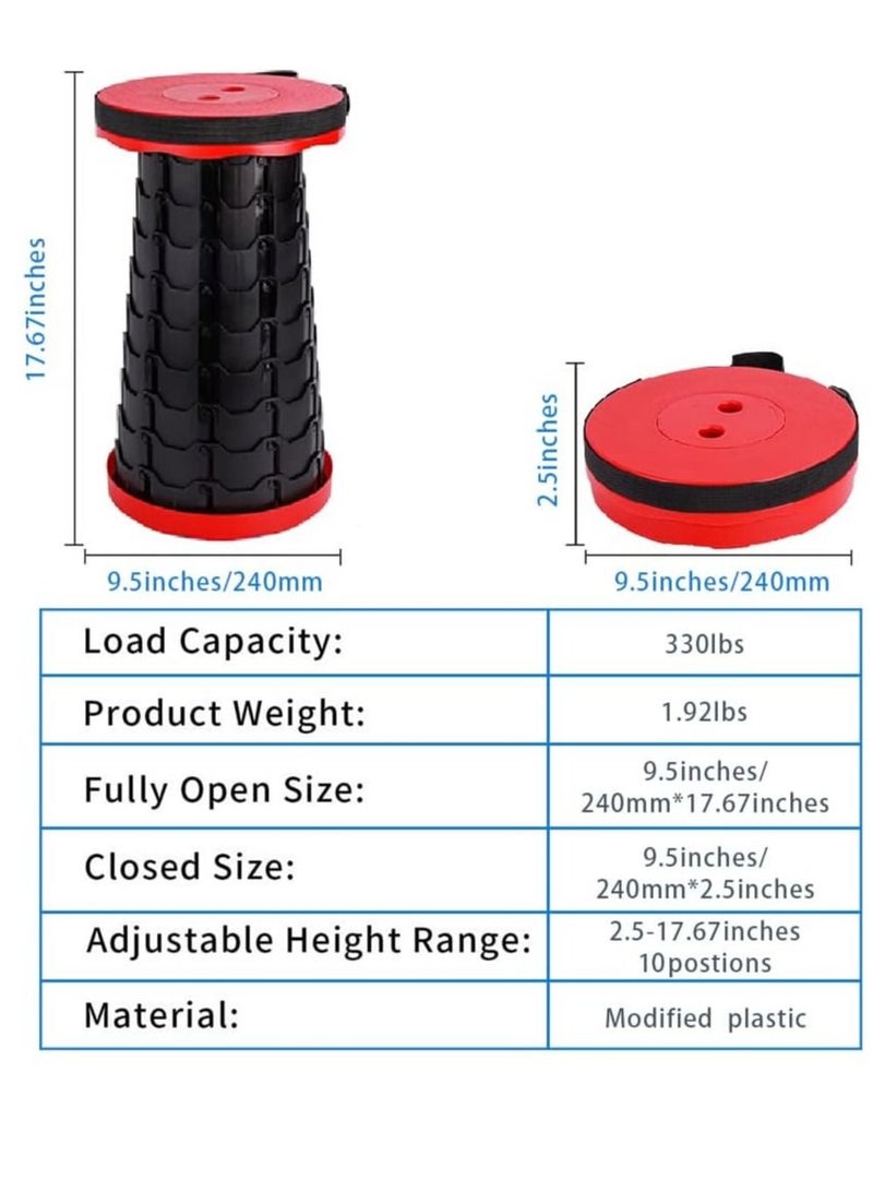 Generic Folding Stools for Adults Portable, Lightweight Portable Stool，Retractable Telescopic Seat for Children,Upgraded Small and Lightweight Expandable Stool for Outdoor Fishing Barbecue Travel (Red)  - Image 2