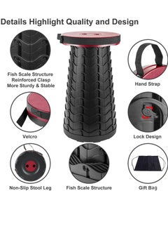Generic Folding Stools for Adults Portable, Lightweight Portable Stool，Retractable Telescopic Seat for Children,Upgraded Small and Lightweight Expandable Stool for Outdoor Fishing Barbecue Travel (Red)  - Image 3
