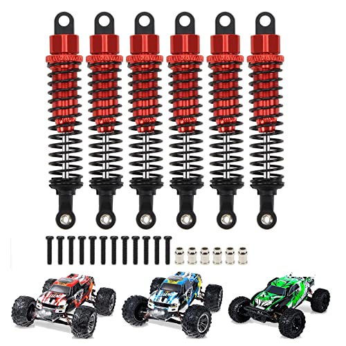 RCAWD Upgrades for 1/10 LAEGENDARY Shock Absorber, 80mm Aluminum Parts, Front & Rear RC Shocks Damper 6pcs Red - Image 1