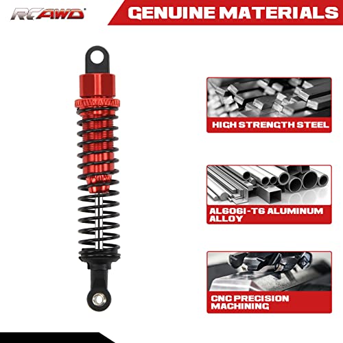RCAWD Upgrades for 1/10 LAEGENDARY Shock Absorber, 80mm Aluminum Parts, Front & Rear RC Shocks Damper 6pcs Red - Image 4