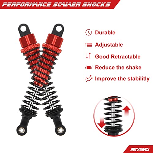 RCAWD Upgrades for 1/10 LAEGENDARY Shock Absorber, 80mm Aluminum Parts, Front & Rear RC Shocks Damper 6pcs Red - Image 5