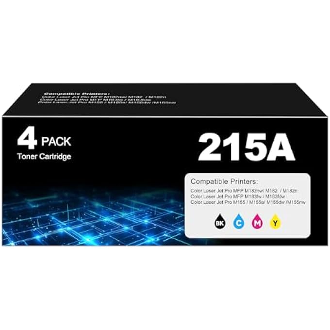 215A TONER CARTRIDGES 4 PACK M182NW M183FW TONER COMPATIBLE FOR HP 215A TONER CARTRIDGES FOR 215A HP215A TONER FOR HP COLOR LASER JET PRO MFP M182NW M183FW M183FDW M182 M155A M155DW M155 WITH CHIP - Image 2
