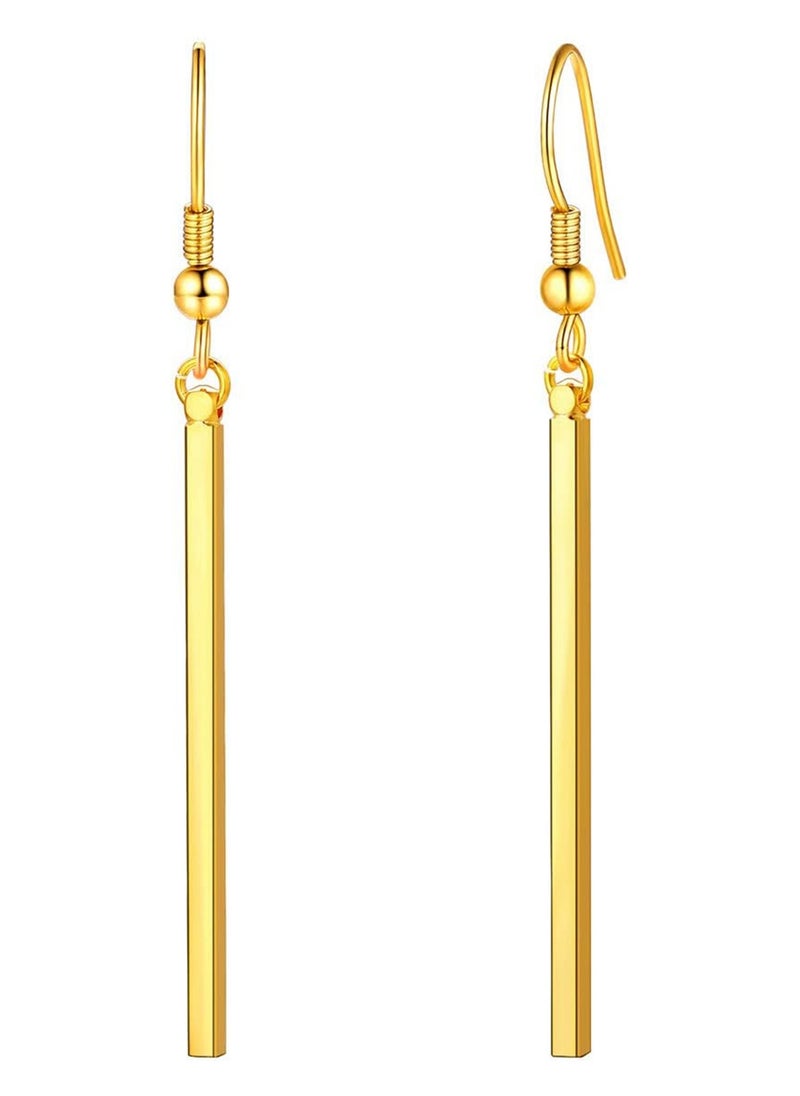 Julia Store - 18K Gold Plated Stainless Steel Bar Trendy Dainty Minimalist Style Simple Delicate Dangle Stick Drop Earrings Jewelry Gift For Women Girls - Image 1