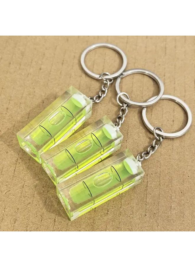 3pcs Compact Acrylic Bubble Level Keychain Green Portable DIY Tool Set - Image 4