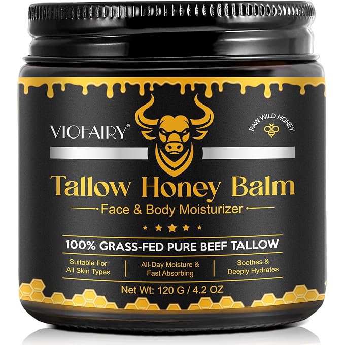 KZUO Beef Tallow for skin, Beef Tallow, Hydrating Tallow Balm with Raw Honey and Beeswax, Grass-Fed Beef Tallow & Raw Wild Honey Blend, Body & Face Moisturizer, Natural Formula - Image 1