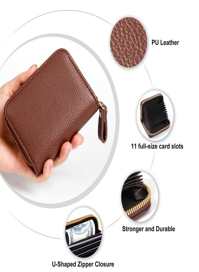 EcoVision Credit Card Holder RFID Card Case Wallet, Small Accordion Zipper Card Case Holder, Card Organizer Case for Women Men, Coffee, 4.3 inches x 3.5 inches x 1 inch, Classic - Image 5