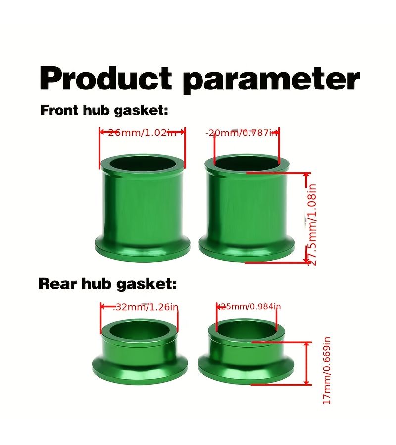 Green Rear Wheel Hub Gasket For Off Road Motorcycle CNC Aluminum Alloy Aftermarket Front And Rear Hub Spacer - Image 2