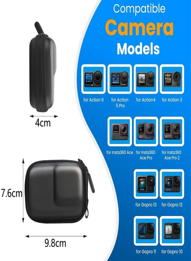Obtheleg Action Camera Case for OSMO Action 6/5 Pro/4/3, Waterproof PU Portable Carrying Case with Carabiner, Hard Shell Shockproof Protective Storage Bag for Action Camera Accessories - Image 2