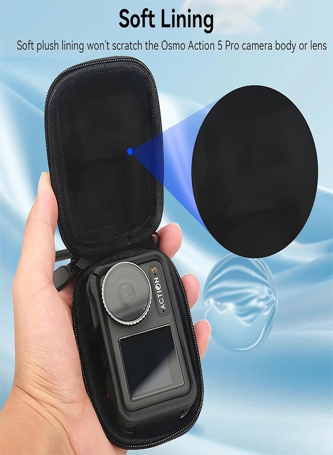 Obtheleg Action Camera Case for OSMO Action 6/5 Pro/4/3, Waterproof PU Portable Carrying Case with Carabiner, Hard Shell Shockproof Protective Storage Bag for Action Camera Accessories - Image 3