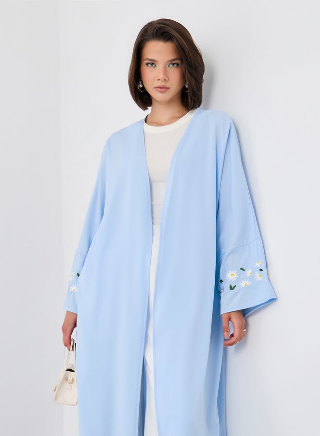 Styli Styli Embroidered Sleeve Detail Solid Kimono  - Image 2