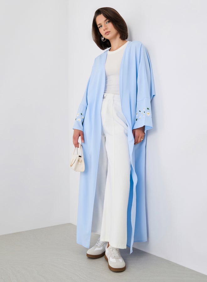 Styli Styli Embroidered Sleeve Detail Solid Kimono  - Image 1