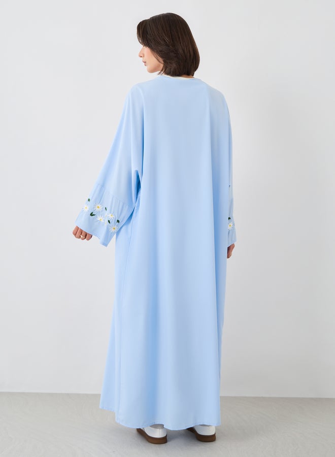 Styli Styli Embroidered Sleeve Detail Solid Kimono  - Image 4