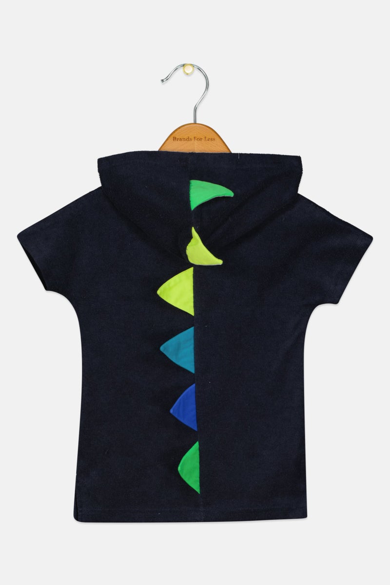 Andy & Evan Toddlers Boy Textured Short Sleeves Hoodie, Navy - Image 2