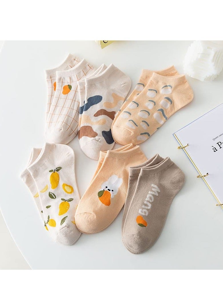 Captaintech Socks for Women, 6 Pairs Rabbit Carrot Patterned Design Combed Cotton Mesh Breathable Ankle Socks, Cute Ankle Socks for Women - Image 2