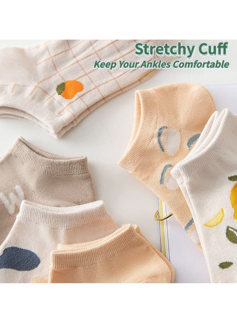 Captaintech Socks for Women, 6 Pairs Rabbit Carrot Patterned Design Combed Cotton Mesh Breathable Ankle Socks, Cute Ankle Socks for Women - Image 4