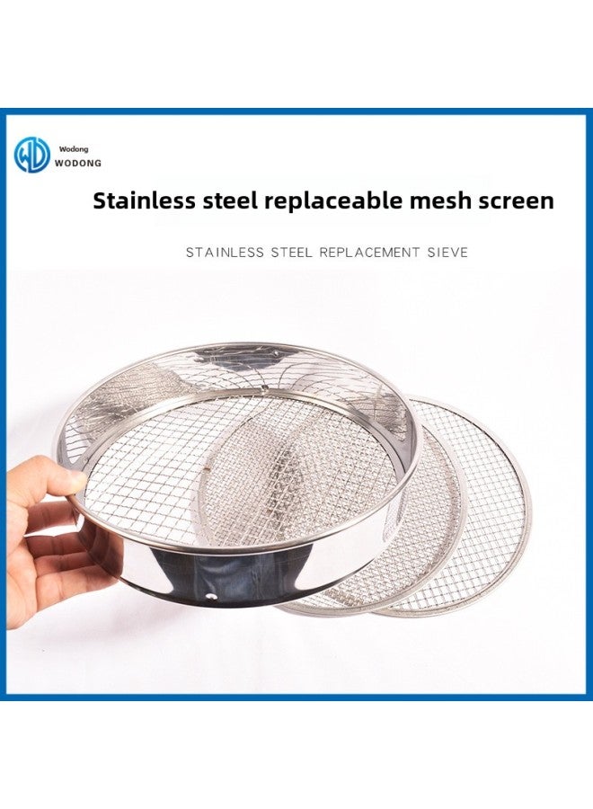 Stainless Steel Replaceable Mesh Garden Soil Compost Sieve Set Bonsai Gardening Planting Soil Sand And Stone Sieve 1-12 Mesh-Specifications:Diameter 25cm 3 6 9mm Plus Shovel And Gloves - Image 2
