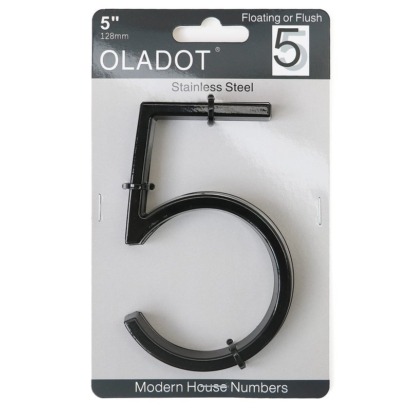 OLADOT 5" Stainless Steel Floating House Number, Metal Modern House Numbers, Mailbox Decor Number with Nail Kit, Coated Black, 911 Visibility Signage (5) - Image 2