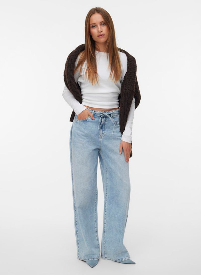 VERO MODA Mid Rise Wide Leg Jeans - Image 1