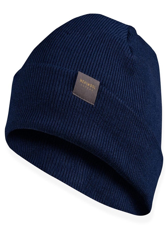 MERIWOOL Beanie for Men and Women - Merino Wool Blend Ribbed Knit Winter Hat Denim Blue - Image 1