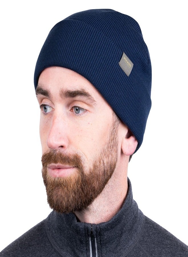 MERIWOOL Beanie for Men and Women - Merino Wool Blend Ribbed Knit Winter Hat Denim Blue - Image 2