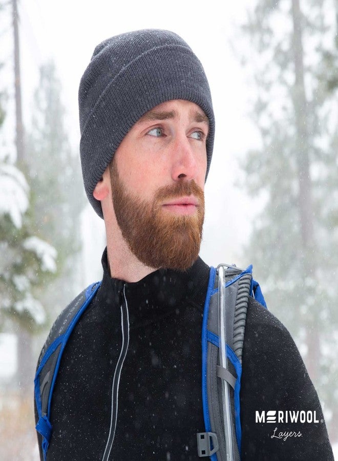 MERIWOOL Beanie for Men and Women - Merino Wool Blend Ribbed Knit Winter Hat Denim Blue - Image 5
