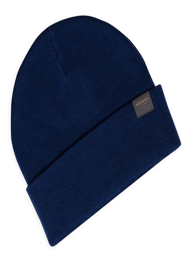 MERIWOOL Beanie for Men and Women - Merino Wool Blend Ribbed Knit Winter Hat Denim Blue - Image 4