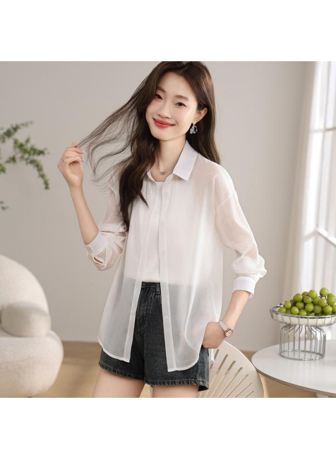 VUELO Real Shot Ice Silk Sunscreen Shirt Women's Summer New Anti-ultraviolet Breathable Loose Thin Chiffon Top Coat - Image 4