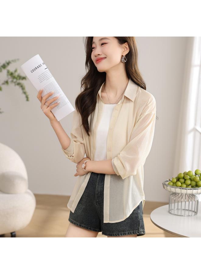 VUELO Real Shot Ice Silk Sunscreen Shirt Women's Summer New Anti-ultraviolet Breathable Loose Thin Chiffon Top Coat - Image 1