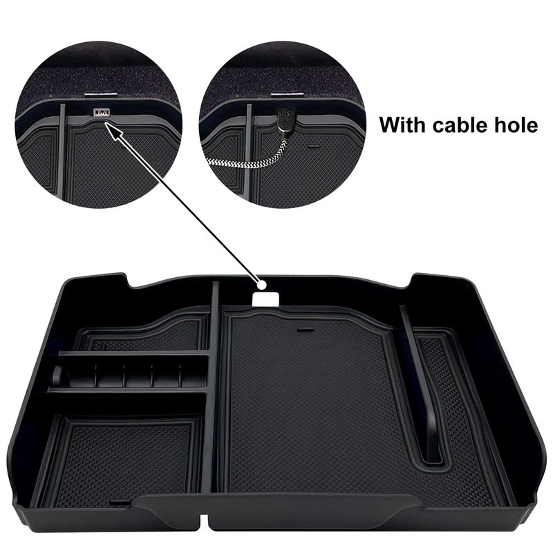 EVTIME Center Console Organizer fit for Dodge RAM 1500 2500 3500 2025 2024 2023 2022 2021 2020 2019 Accessories Interior Storage Box Armrest Storage Tray (Black) NOT FIT FOR 40/20/40 Split Bench Seat. - Image 3