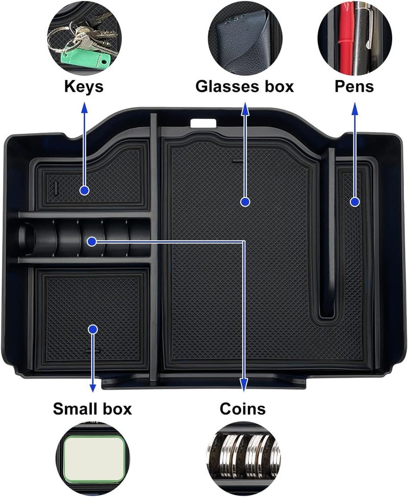 EVTIME Center Console Organizer fit for Dodge RAM 1500 2500 3500 2025 2024 2023 2022 2021 2020 2019 Accessories Interior Storage Box Armrest Storage Tray (Black) NOT FIT FOR 40/20/40 Split Bench Seat. - Image 5