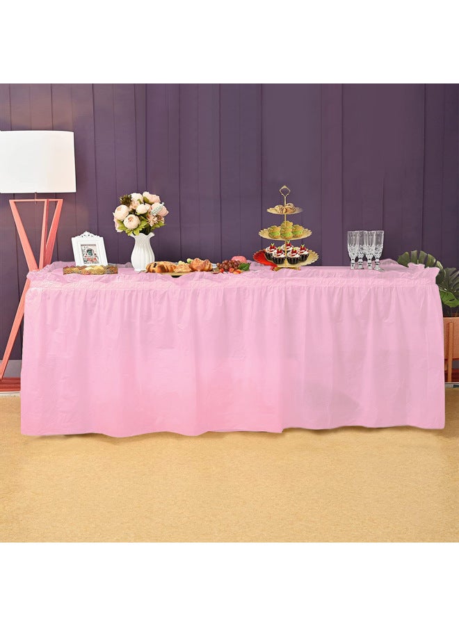 Disposable Plastic Tablecloth Table Skirt Waterproof Ins Style Dessert Table Decoration Children's Birthday Wedding Party Hotel-Color:Pink Table Skirt + Tablecloth-Specifications:Table Skirt + Tablecloth Set - Image 1