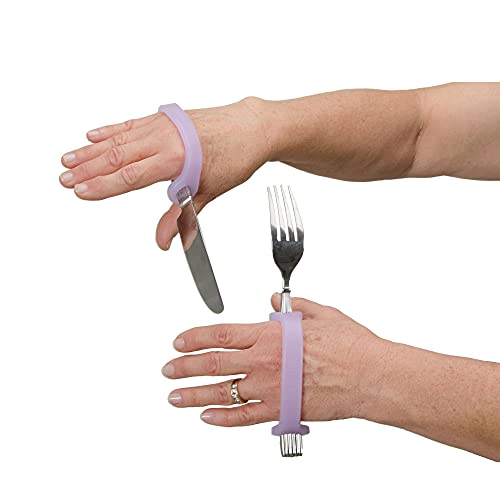 EazyHold Lavender Silicone Assistive Universal Cuff, Hand Grip Device for Limited Mobility, Rehabilitation, Cerebral Palsy, Daily Living Aid, Therapy Equipment for Arthritis, Parkinsons 2-Pack 5.65" - Image 3
