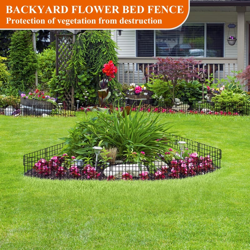 promitop Decorative Fence Panel, 12.99"*11.97" No Dig Fences Barrier, Small Garden Fence Animal Barrier, Garden Border Edging Fences, Square 6 Pcs Black Metal Fencing, Dog Fencing Blocker for Yard, Flower Bed - Image 5