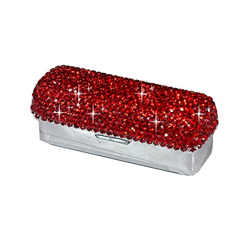 Bestbling Rhinestone Crystal Lipstick Case Storage Organizer Box with Mirror  Womens Lipstick HolderCosmetic Storage Kit Red