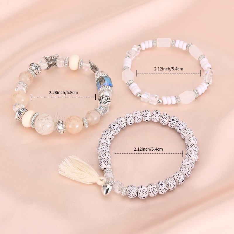 VONRU Bohemian Bracelet Sets for Women - 6 Sets Stackable Stretch Bracelets Multi-color Boho Jewelry for Women Hippie Bracelets Dainty Jewelry Best Friend Gift (Butterfly Stretch Bracelets Set) - Image 4
