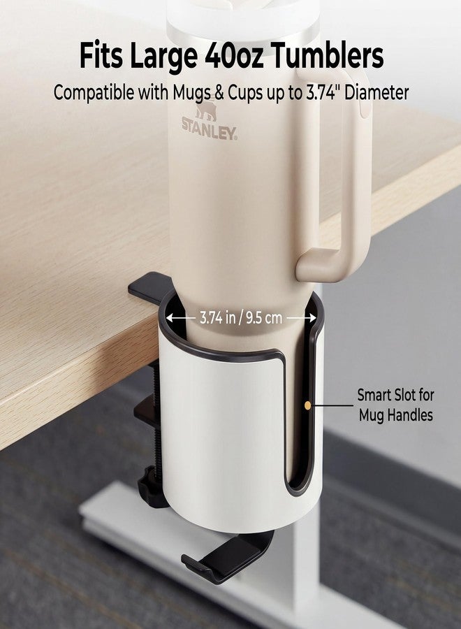 GUNKING Luxury 2-in-1 Anti-Spill Cup Holder with Under Desk Headphone Hanger (White) - Image 5