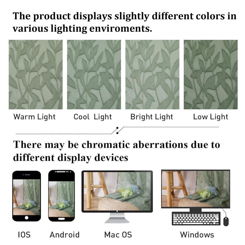 Lecloud Leia 14 Inch Sage Valance for Window Green Sheer Curtains 2 PCS, Jacquard Texture Leaves Semi Voile Living Room Curtain for Small Window, Dual Rod Pockets Bedroom Kitchen Valance, 38W x 14L - Image 5