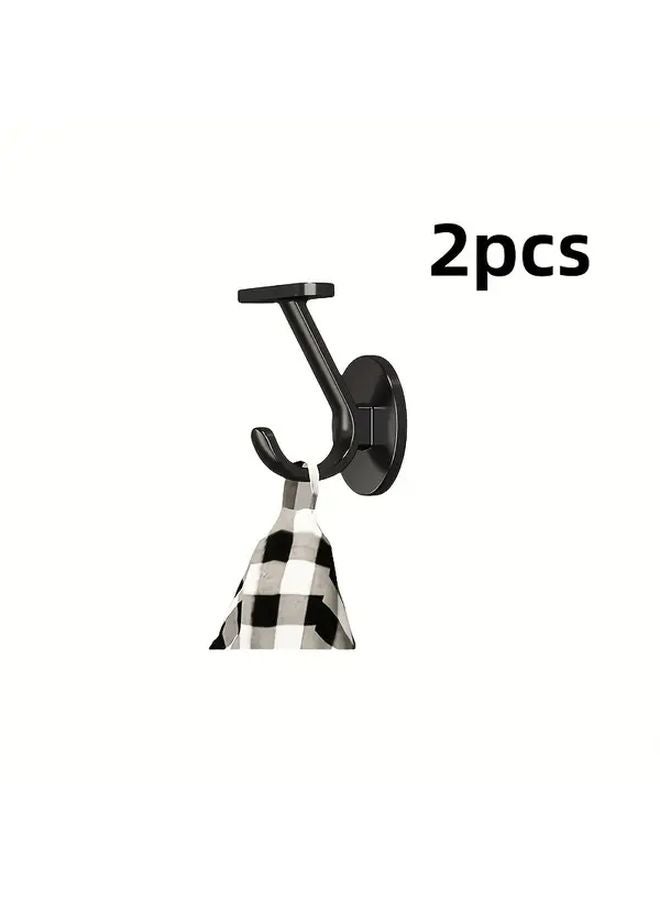 Heavy Duty No Drill Wall Hooks Black 2pcs Sturdy Plastic Space Saving For Entryway Closet - Image 4