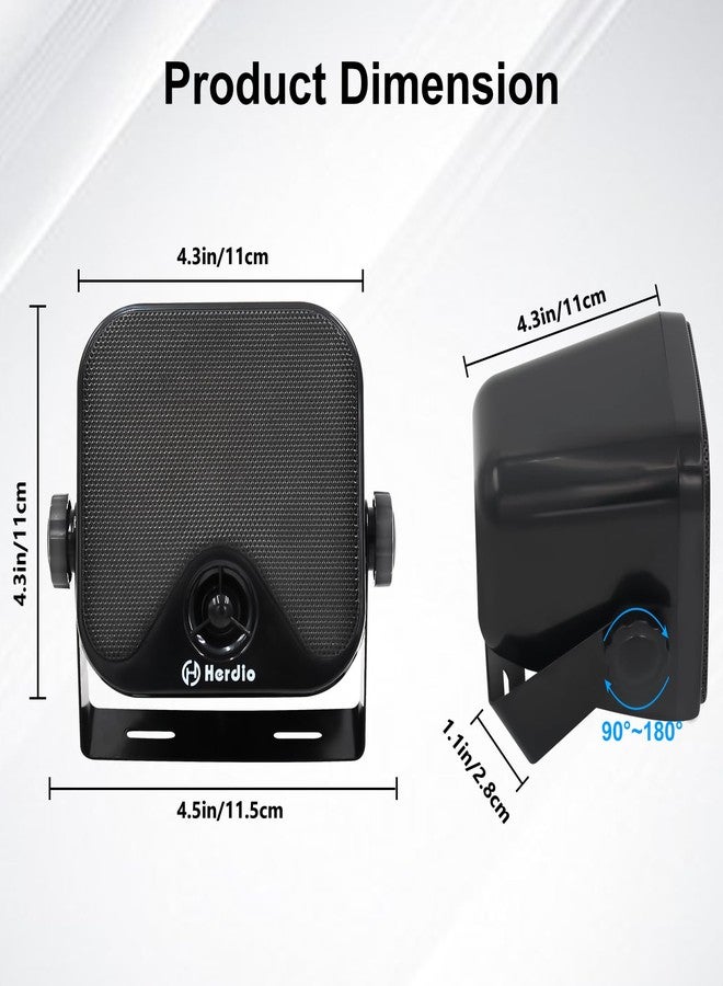 Herdio 4 Inch 240W Boat Marine Bluetooth Speakers Waterproof Outdoor Speakers for Golf Cart ATV UTV RZR Camper Tractor Boat Truck Jeep Courtyard Powersports,2 Pairs (Black) - Image 3