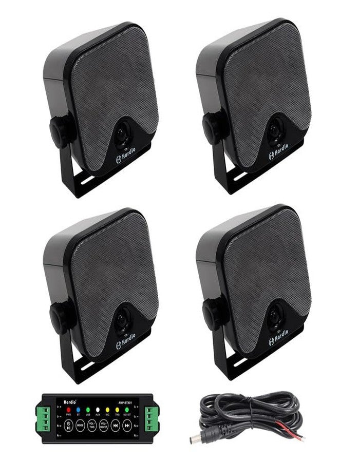 Herdio 4 Inch 240W Boat Marine Bluetooth Speakers Waterproof Outdoor Speakers for Golf Cart ATV UTV RZR Camper Tractor Boat Truck Jeep Courtyard Powersports,2 Pairs (Black) - Image 1