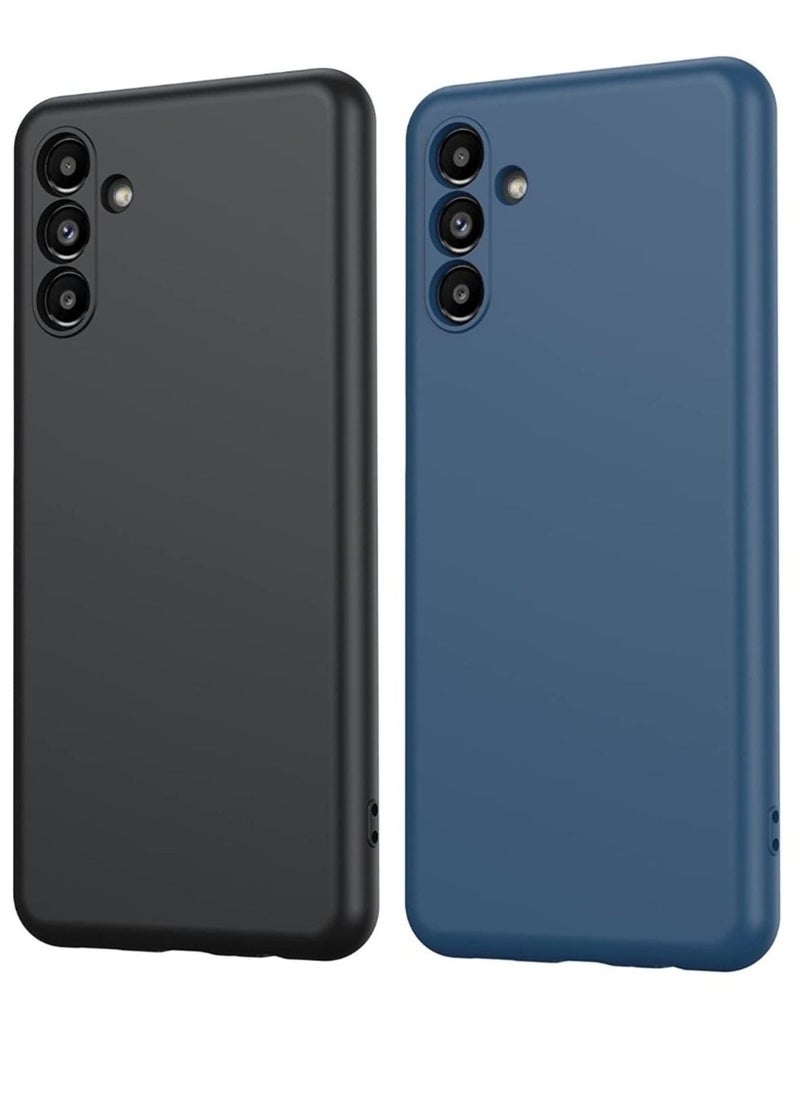 SARAOONT Samsung Galaxy M55- 2-Pack Matte Silicone Case Cover - Slim, Colorful, Good Grip (Black, Blue)  - Image 1